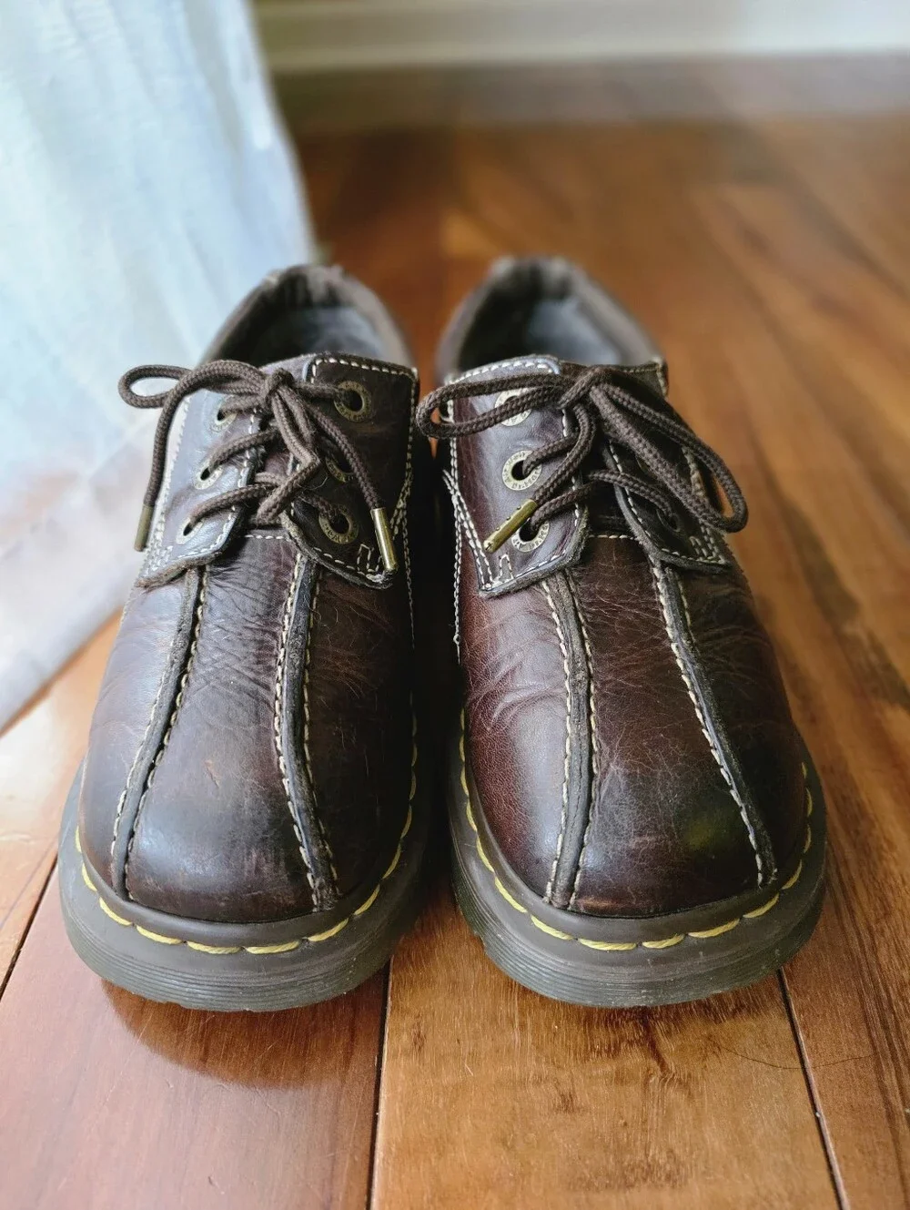 Dr Martens 12283 Daisy Brown Leather Chunky Platform Oxford Shoes Womens 7 Y2K